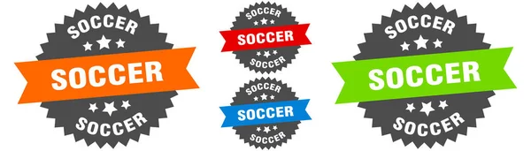 Fußballzeichen Rundes Etikettenset Briefmarke — Stockvektor