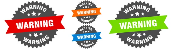 警告标志 圆形缎带标签集 — 图库矢量图片
