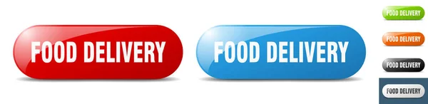 Botão Entrega Alimentos Assine Chave Conjunto Botão — Vetor de Stock
