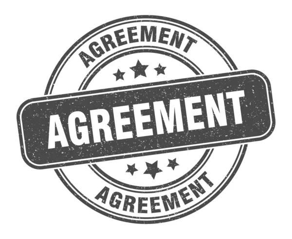 Overeenkomst Stempel Ondertekening Overeenkomst Ronde Grunge Label — Stockvector