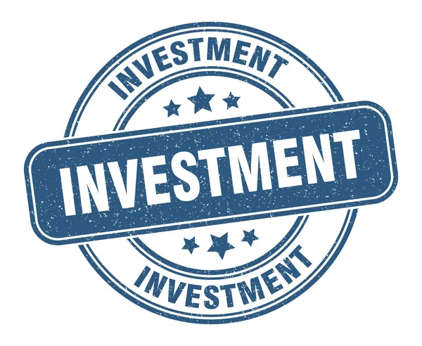Znaczek Inwestycyjny Znak Inwestycyjny Okrągła Etykieta Grunge — Wektor stockowy