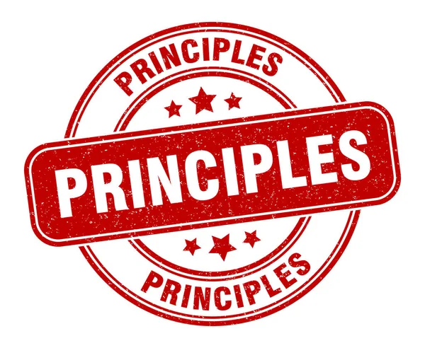 Principes Timbre Principes Signe Étiquette Ronde Grunge — Image vectorielle