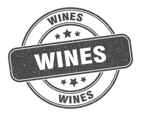 Timbre Vins Signe Des Vins Étiquette Ronde Grunge — Image vectorielle