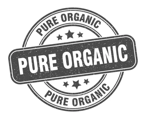 Czysty Znaczek Organiczny Czysty Organiczny Znak Okrągła Etykieta Grunge — Wektor stockowy