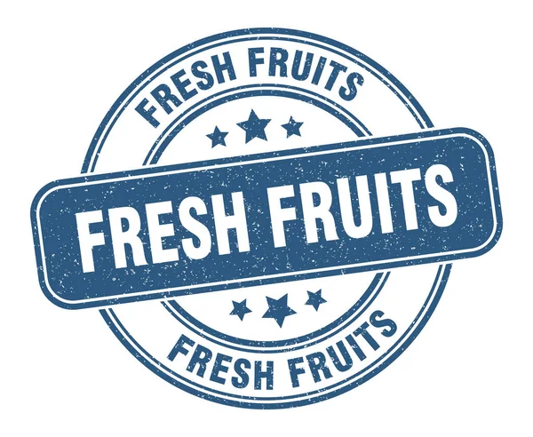 Timbre Fruits Frais Fruits Frais Signe Étiquette Ronde Grunge — Image vectorielle
