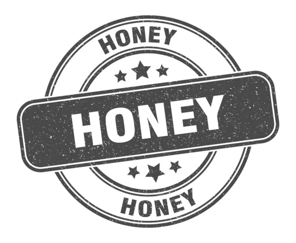 蜂蜜邮票 蜂蜜标志 圆形磨擦标签 — 图库矢量图片