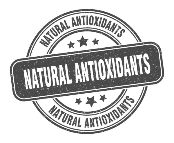Натуральні Антиоксиданти Марки Природні Антиоксиданти Знак Кругла Гранжева Етикетка — стоковий вектор
