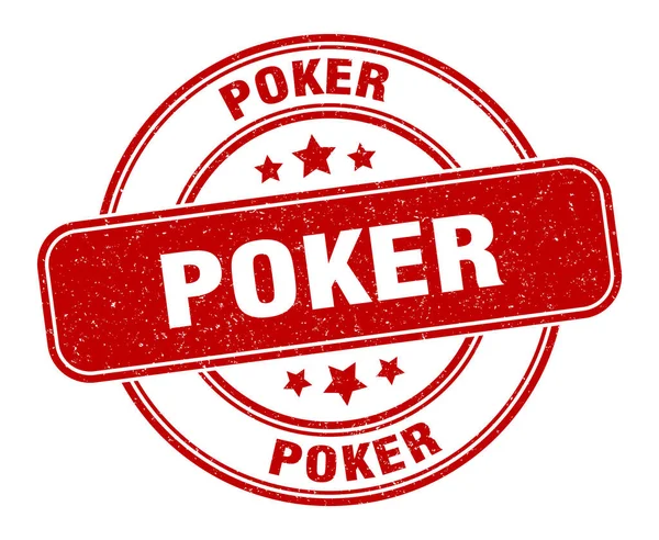 Poker Postzegel Pokerbord Ronde Grunge Label — Stockvector