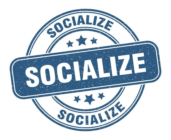 Socializar Sello Signo Socializar Etiqueta Grunge Redonda — Archivo Imágenes Vectoriales