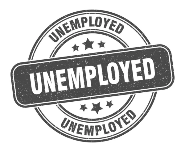 Francobollo Disoccupato Segno Disoccupazione Etichetta Grunge Rotonda — Vettoriale Stock