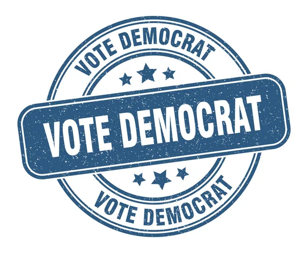 Hlasujte Demokraticky Volte Demokrata Kulatý Popisek Grunge — Stockový vektor