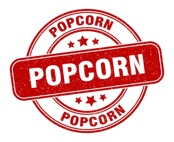 Popcorn Briefmarke Popcorn Zeichen Rundes Grunge Label — Stockvektor