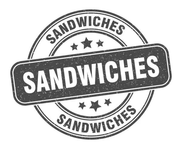 Sello Sándwiches Signo Sándwiches Etiqueta Grunge Redonda — Vector de stock