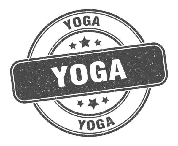 Timbro Yoga Segno Yoga Etichetta Grunge Rotonda — Vettoriale Stock