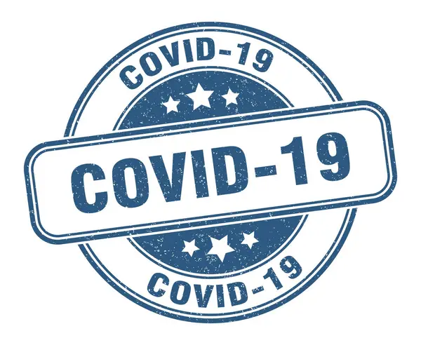 Covid Znamení Covid Kulatý Popisek Grunge — Stockový vektor