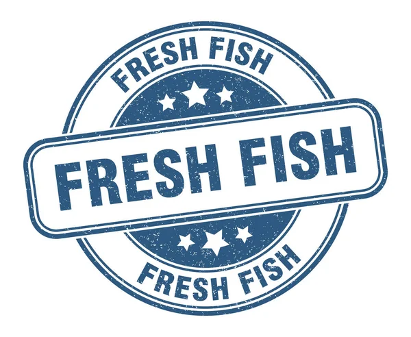 Timbro Pesce Fresco Segno Pesce Fresco Etichetta Grunge Rotonda — Vettoriale Stock