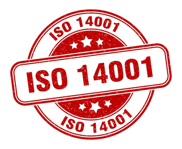 Iso 14001 Stämpel Iso 14001 Tecken Runda Grunge Etikett — Stock vektor
