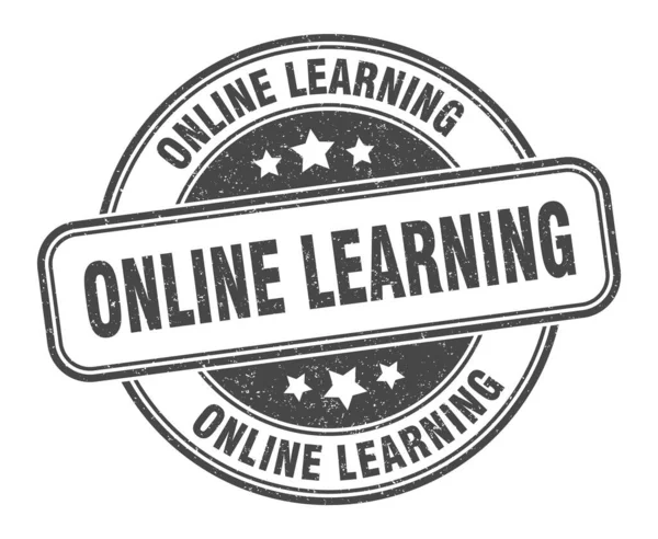 Carimbo Aprendizagem Online Sinal Aprendizagem Online Etiqueta Grunge Redonda — Vetor de Stock