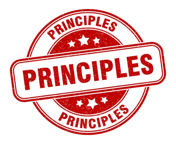 Zásady Razítko Znamení Principů Kulatý Popisek Grunge — Stockový vektor