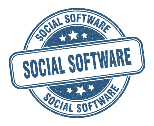 Sello Software Social Signo Software Social Etiqueta Grunge Redonda — Vector de stock