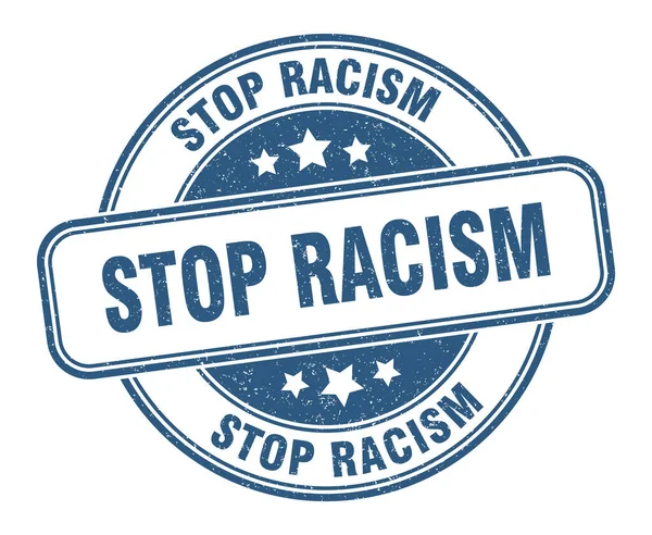 Parem Com Racismo Parar Sinal Racismo Etiqueta Grunge Redonda —  Vetores de Stock