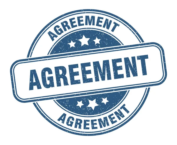 Overeenkomst Stempel Ondertekening Overeenkomst Ronde Grunge Label — Stockvector