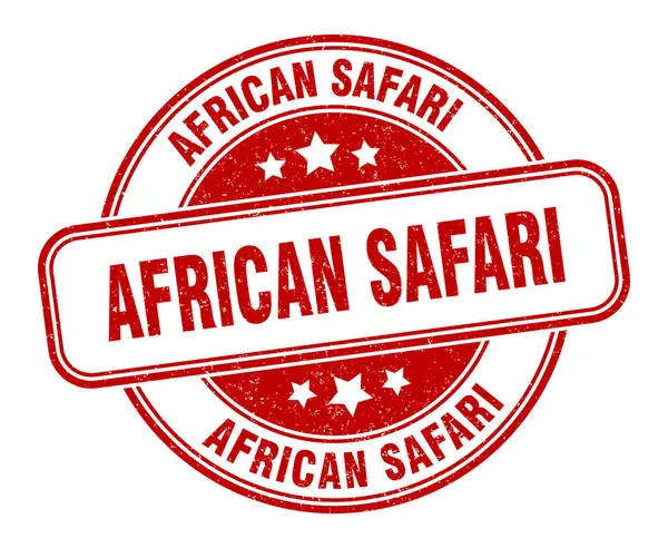 Selo Safári Africano Sinal Safári Africano Etiqueta Grunge Redonda — Vetor de Stock