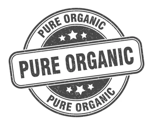 Saf Organik Pul Saf Organik Işaret Yuvarlak Grunge Etiketi — Stok Vektör