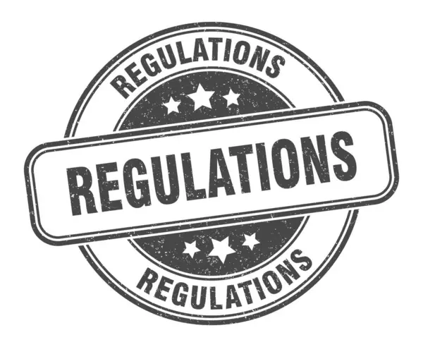 Carimbo Regulamentar Sinal Regulamentos Etiqueta Grunge Redonda — Vetor de Stock