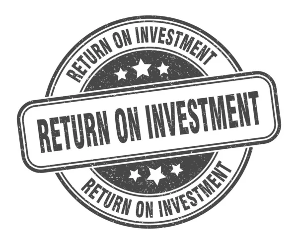 Timbre Retour Sur Investissement Retour Sur Investissement Signe Étiquette Ronde — Image vectorielle