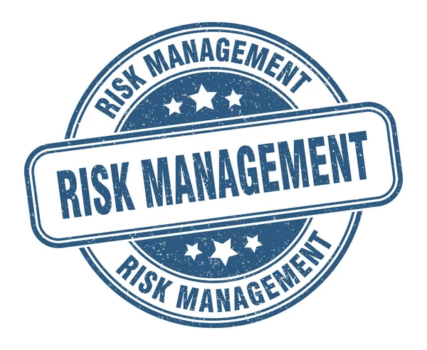 リスク管理スタンプ リスク管理のサインだ ラウンドグランジラベル — ストックベクタ