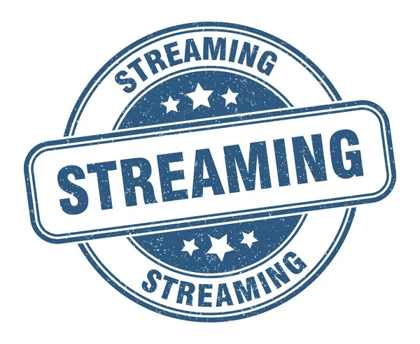 Timbro Streaming Segno Streaming Etichetta Grunge Rotonda — Vettoriale Stock