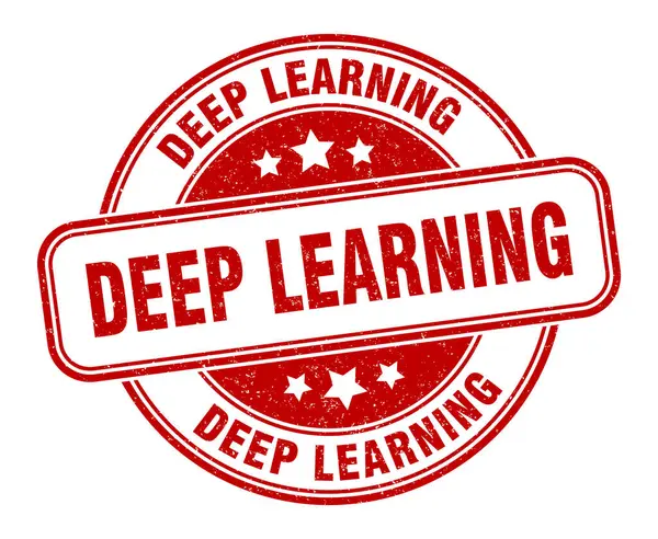 Deep Learning Stempel Deep Learning Zeichen Rundes Grunge Label — Stockvektor