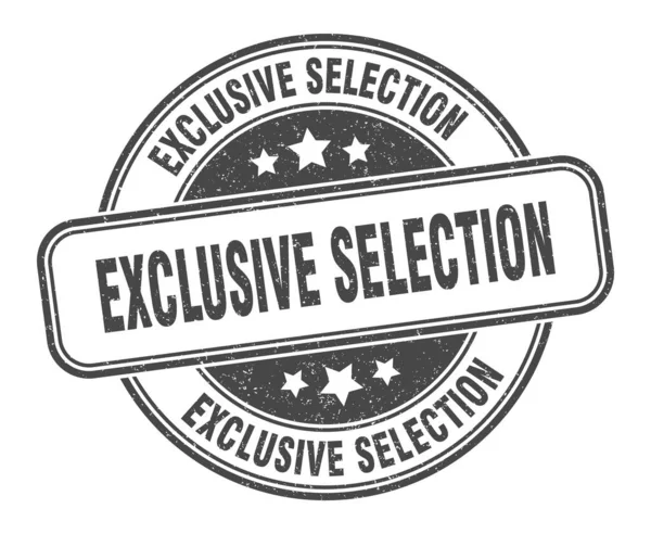 Timbre Sélection Exclusive Signe Sélection Exclusive Étiquette Ronde Grunge — Image vectorielle