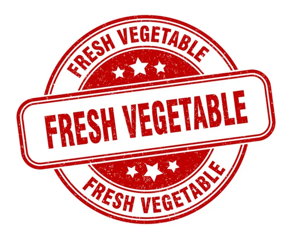 Timbre Légumes Frais Signe Légumes Frais Étiquette Ronde Grunge — Image vectorielle