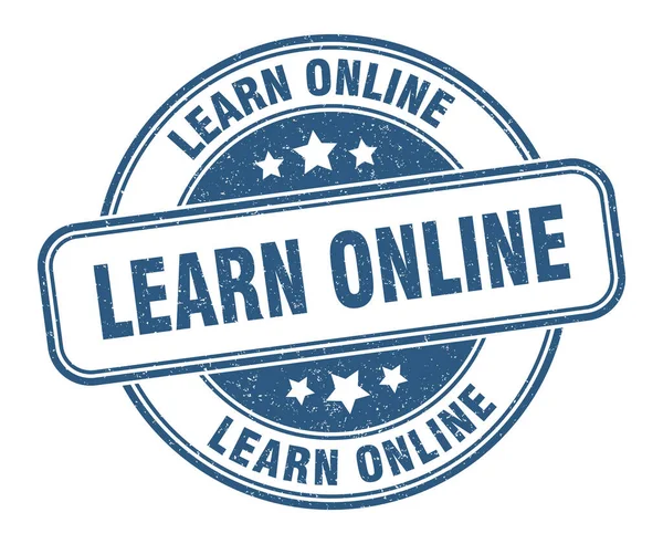 Imparare Timbro Online Imparare Segno Online Etichetta Grunge Rotonda — Vettoriale Stock