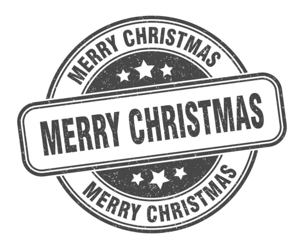 Joyeux Timbre Noël Joyeux Noël Signe Étiquette Ronde Grunge — Image vectorielle