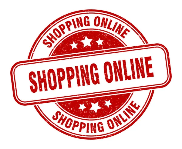 Online Briefmarke Einkaufen Online Shopping Zeichen Rundes Grunge Label — Stockvektor