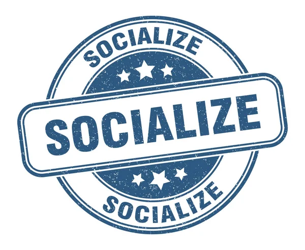 Socializar Sello Signo Socializar Etiqueta Grunge Redonda — Archivo Imágenes Vectoriales