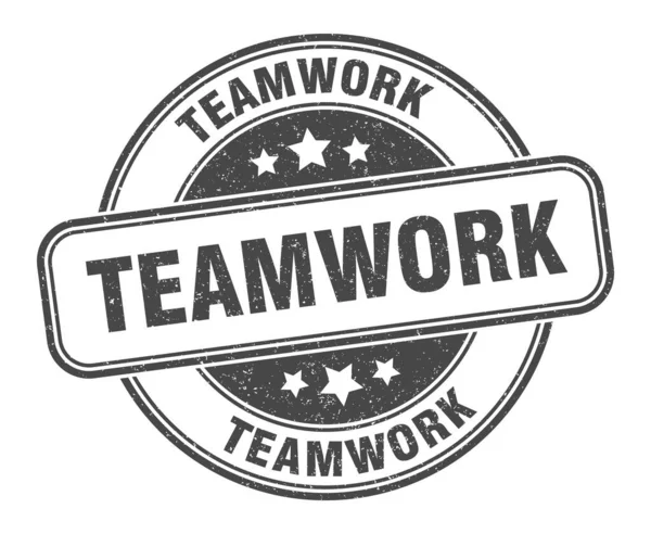 Teamwork Stempel Teamwork Teken Ronde Grunge Label — Stockvector