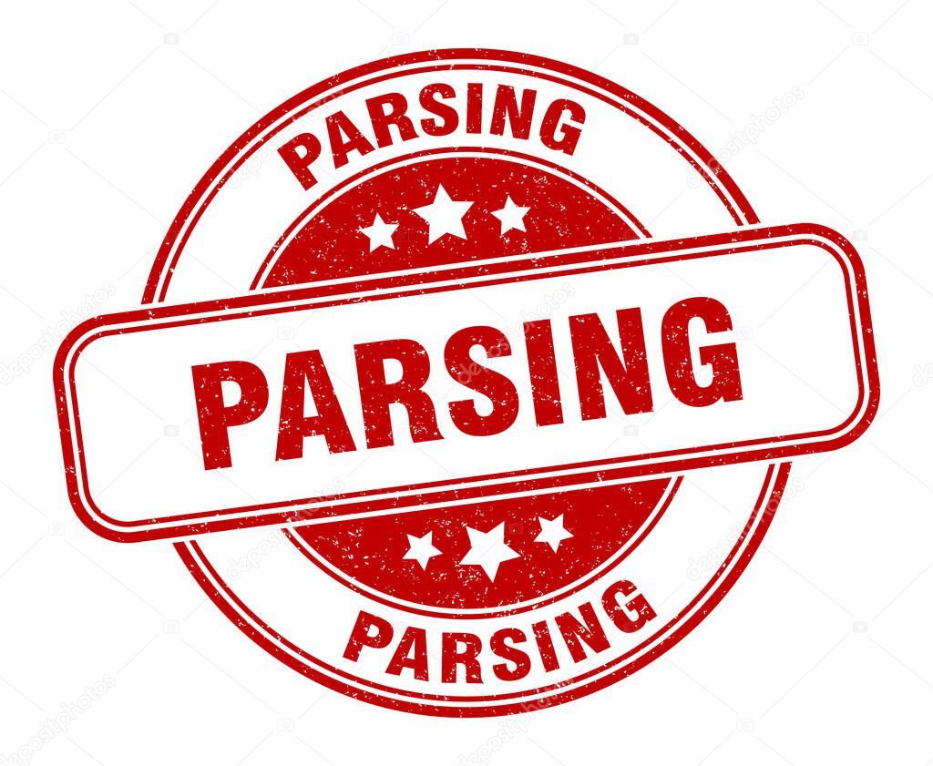 parsing stamp. parsing sign. round grunge label
