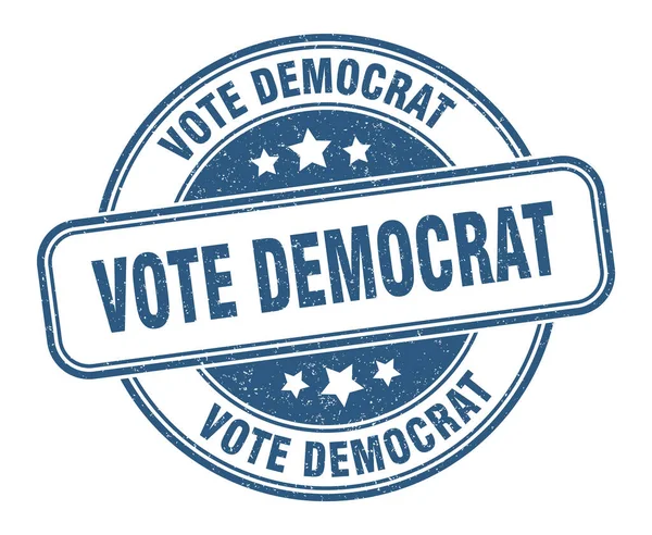 Hlasujte Demokraticky Volte Demokrata Kulatý Popisek Grunge — Stockový vektor