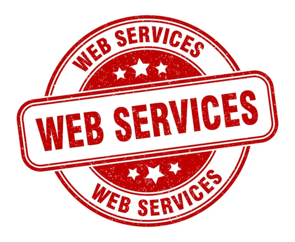 Webové Služby Razítko Podpis Webových Služeb Kulatý Popisek Grunge — Stockový vektor