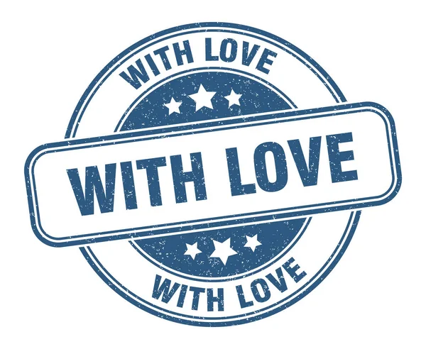Aşk Damgası Ile Aşk Işaretiyle Yuvarlak Grunge Etiketi — Stok Vektör