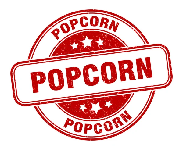 Popcorn Briefmarke Popcorn Zeichen Rundes Grunge Label — Stockvektor