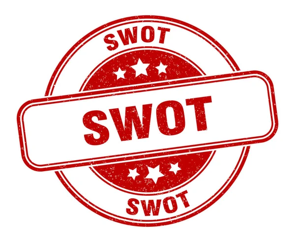 Carimbo Swot Sinal Swot Etiqueta Grunge Redonda —  Vetores de Stock