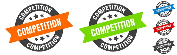 Timbre Compétition Autocollant Ruban Rond Compétition Étiquette — Image vectorielle