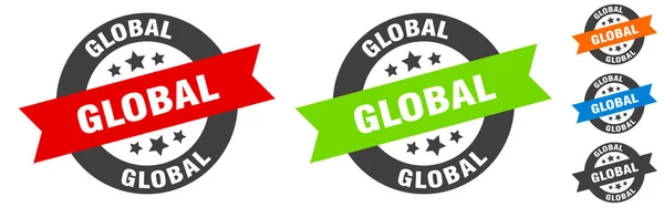 Global Stamp Global Ribbon Sticker Label — Stock Vector