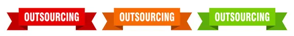 Outsourcing Band Outsourcing Isolierter Papierbanner Zeichen — Stockvektor