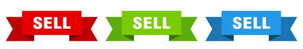 Sell Ribbon Sell Isolated Paper Banner Sign — Vetor de Stock